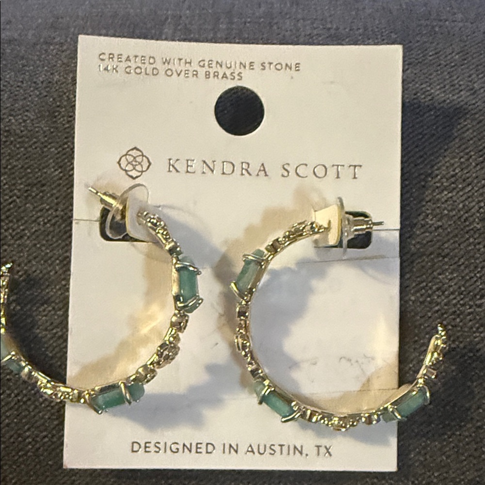 Kendra Scott Gold Hoops with Turquoise Accents